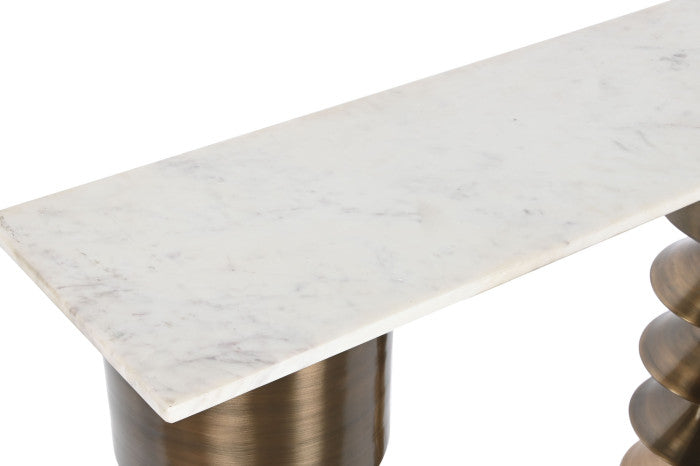 CONSOLE TABLE MARBLE IRON 118X33,5X78 WHITE