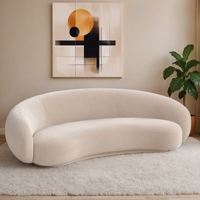 3-seater sofa in Beige bouclé Fabric - BOVANA by Pascal Morabito
