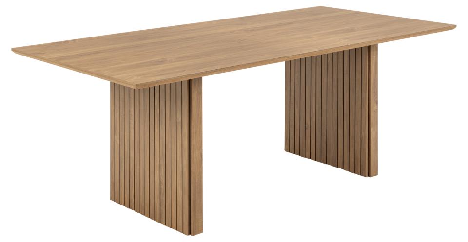 Colima rectangular dining table, top and base matt wild oak rough melamine, with lamella front, 210x100x75 cm