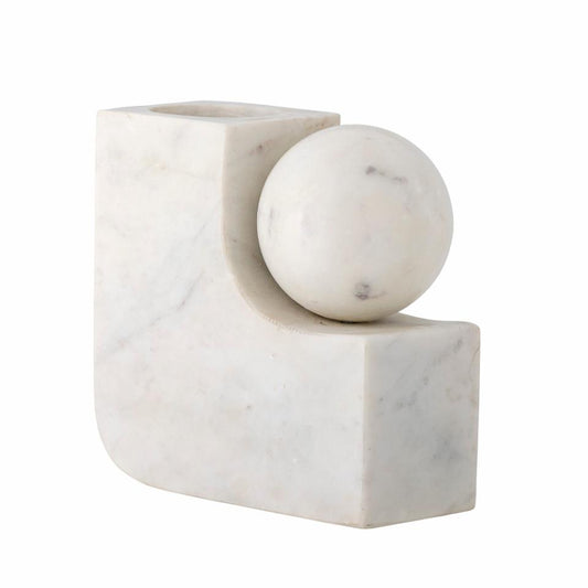 Abbelin Candle Holder, White, Marble