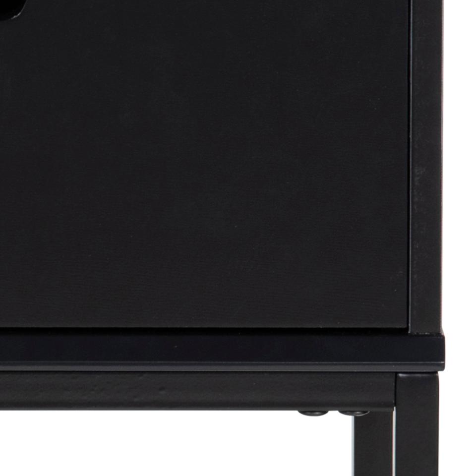 Mitra rectangular bedside table, top and drawer black UV painted MDF, base black powder coated steel, 40x30x61,5 cm