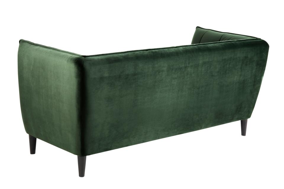 Jonna 2.5-seater, Vic fabric forest green 68AC, base black NC lacquered rubberwood, with tuftings, 182x82x80 cm