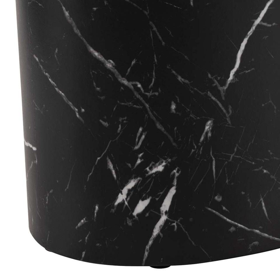 Mice oval coffee table set, top and base black marble Marquina rough paper, with set of 2 pcs, 33x48x40 cm