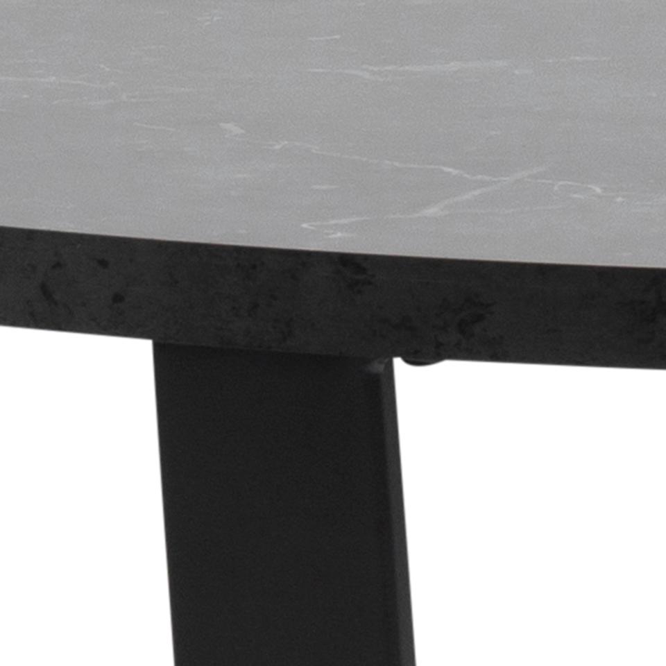 Amble round dining table, top black marble Izmir melamine, base matt black rough powder coated steel, Ø110x75 cm