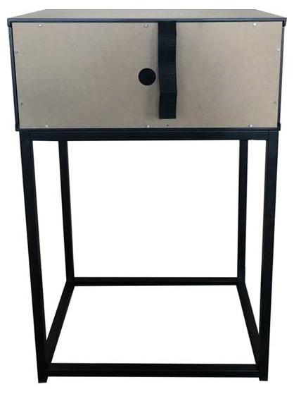 Mitra rectangular bedside table, top and drawer black UV painted MDF, base black powder coated steel, 40x30x61,5 cm