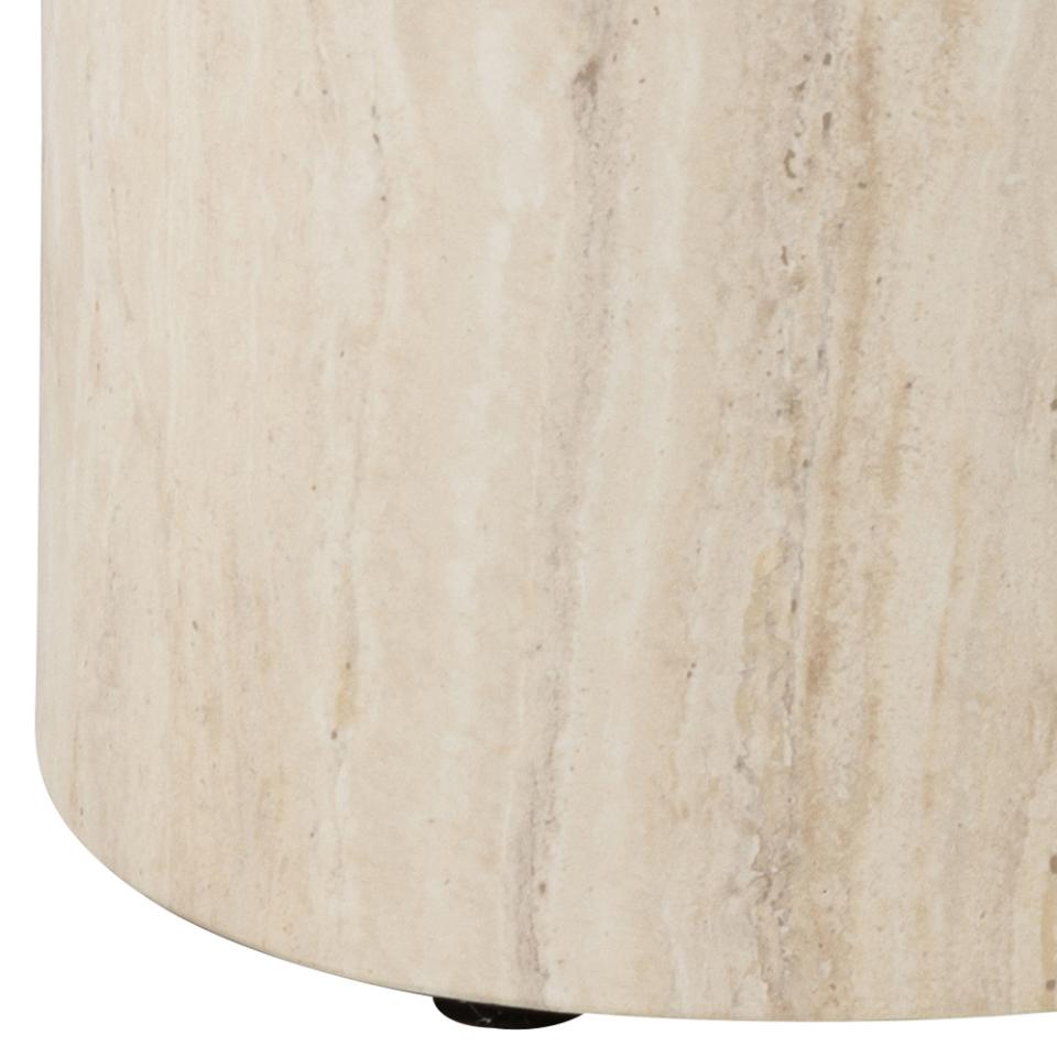 Mice oval coffee table set, top and base travertine rough paper, with set of 2 pcs, 33x48x40 cm