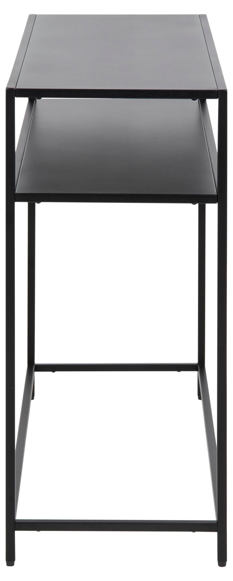 Newcastle rectangular console table, top, shelf and base matt black rough powder coated steel, 100x35x79 cm