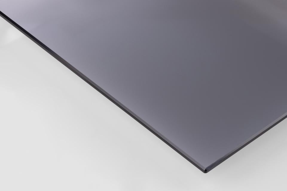 Bayonne oval coffee table, top and shelf smoked tempered glass, base matt black rough powder coated steel, 95x50x42 cm