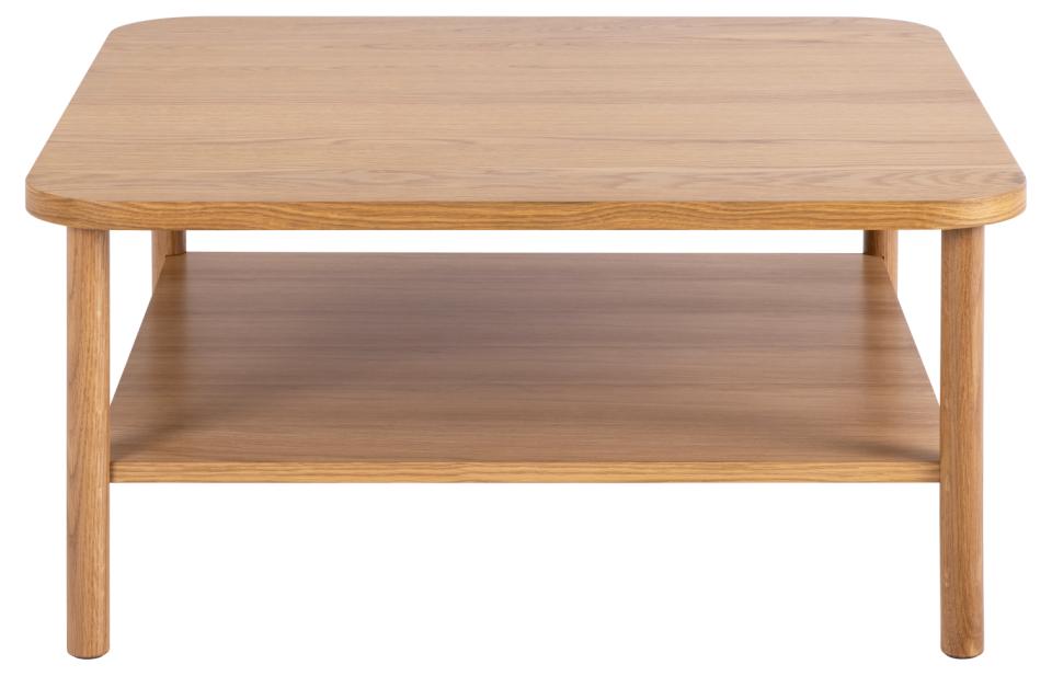 Banbury square coffee table, top and shelf oak PU lacquered veneer, base NC lacquered oak, 90x90x42 cm