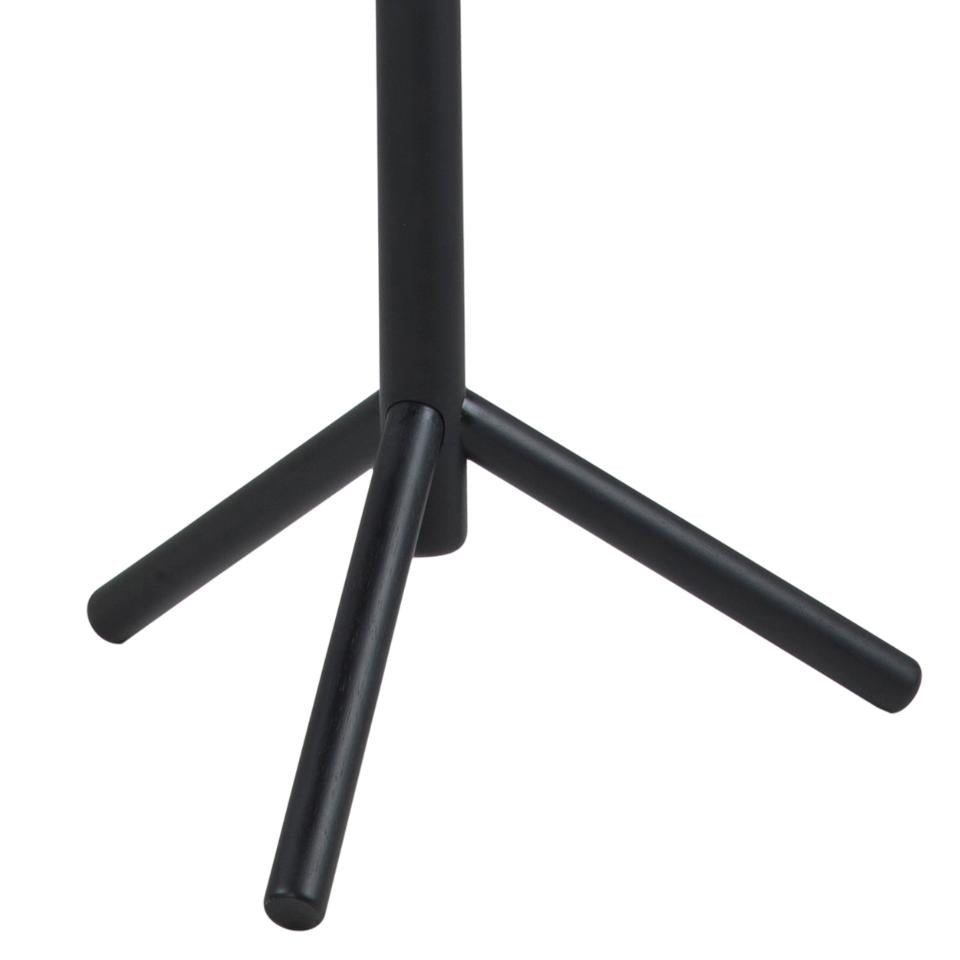 Bremen coat hanger, frame and base black NC lacquered rubberwood, with asymmetrical detail, 51x45x176 cm