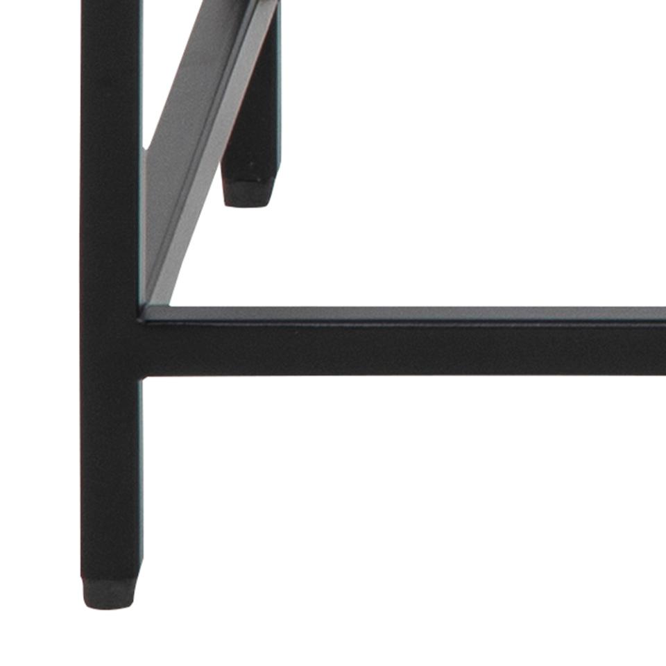 Newcastle rectangular console table, top, shelf and base matt black rough powder coated steel, 100x35x79 cm