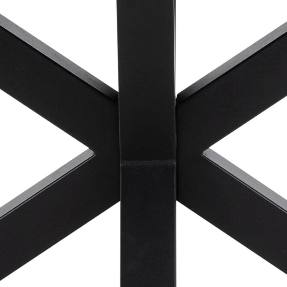 Heaven rectangular dining table, top black Fairbanks rough ceramic, cross base matt black rough powder coated steel, 200x100x75,5 cm