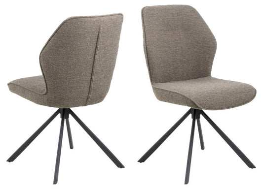 Aura dining chair, Monza fabric taupe 40, 4-star base matt black rough powder coated steel, with swivel and zip, box 2 pcs