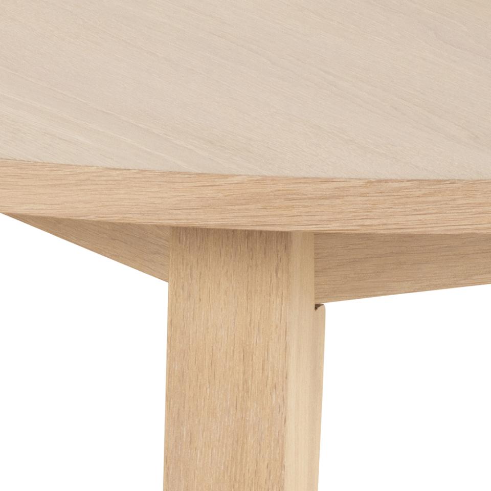 A-Line round dining table, top smoke PU lacquered oak veneer, white pigmented oiled oak veneer, base smoke NC lacquered oak veneer, Ø120/220x75 cm