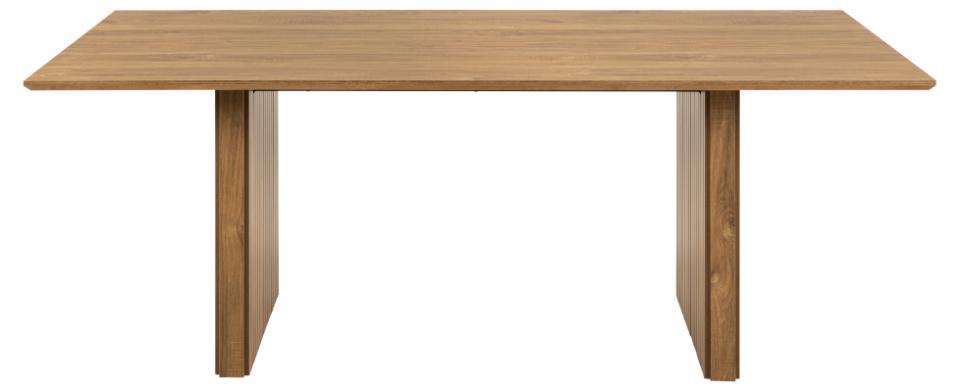 Colima rectangular dining table, top and base matt wild oak rough melamine, with lamella front, 210x100x75 cm