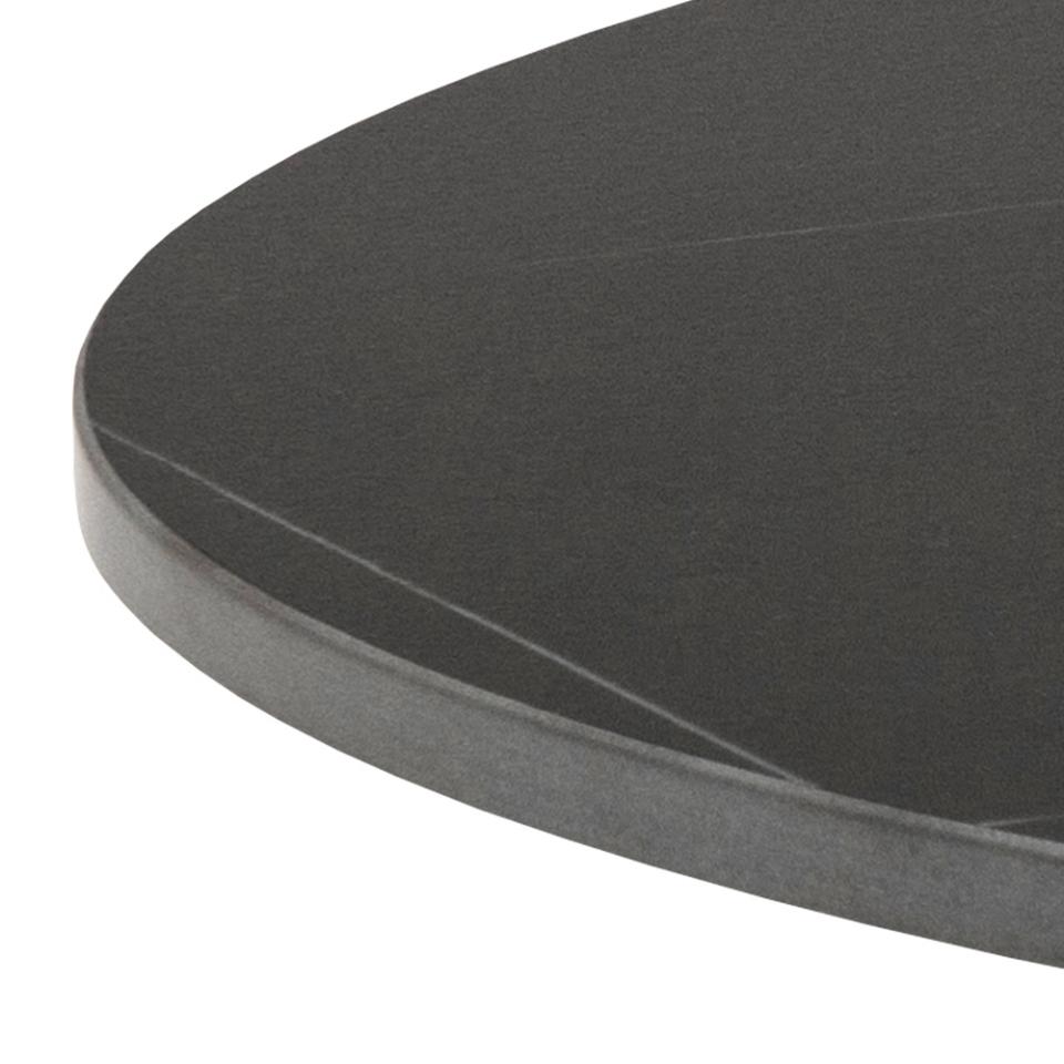 Malta round coffee table, top matt black Grantham ceramic, trumpet base matt black rough powder coated steel, Ø60x45 cm