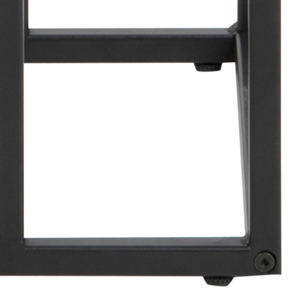 Seaford rectangular side table, top ash black rough melamine, base matt black rough powder coated steel, 43x35x63 cm