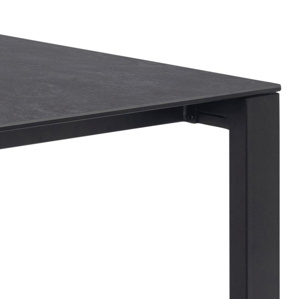 Brentford rectangular dining table, top black Fairbanks rough ceramic, base matt black rough powder coated steel, 200x90x75 cm