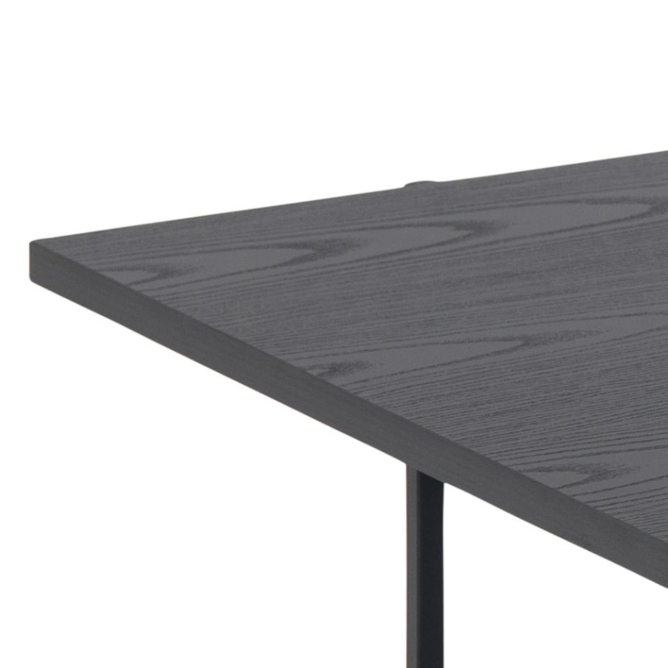 Angus rectangular coffee table, top ash black rough melamine, shelf and base matt black rough powder coated steel, 115x60x40 cm