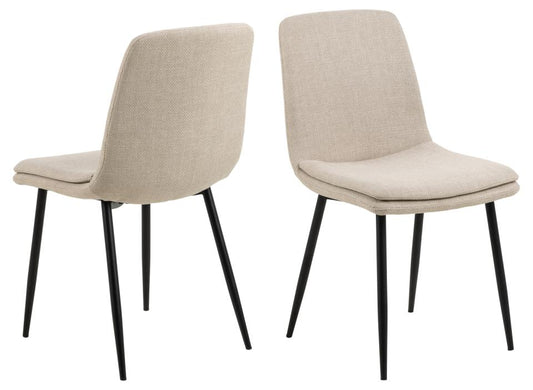 Becca dining chair, Basel fabric beige 24, base matt black rough powder coated steel, box 4 pcs