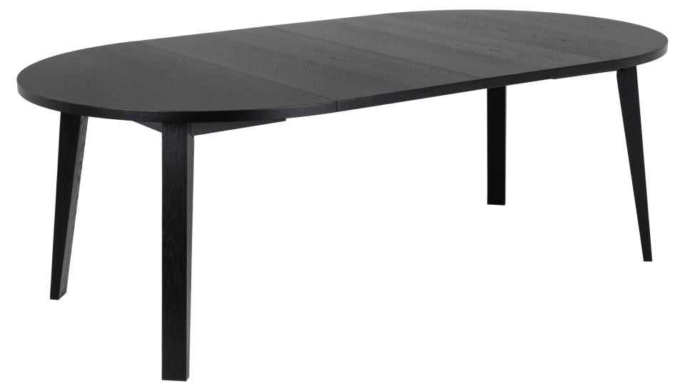 A-Line round dining table, top matt black PU lacquered oak veneer, base matt black NC lacquered oak veneer, Ø120/220x75 cm