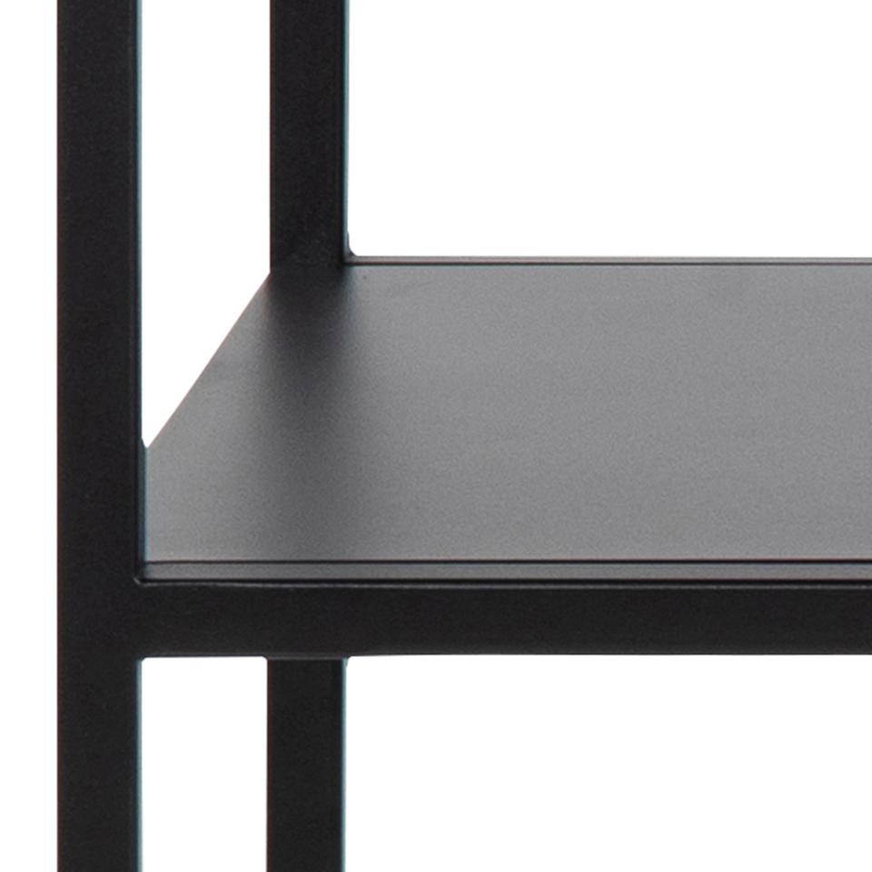 Newcastle rectangular console table, top, shelf and base matt black rough powder coated steel, 100x35x79 cm