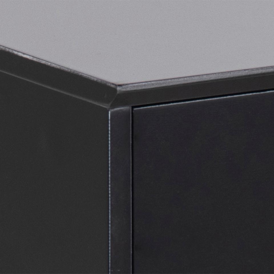 Mitra rectangular bedside table, top and drawer black UV painted MDF, base black powder coated steel, 40x30x61,5 cm