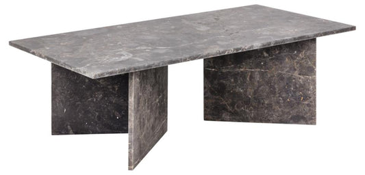 Vega rectangular coffee table, top and V-shape base matt brown Marron lacquered marble, 140x70x42 cm