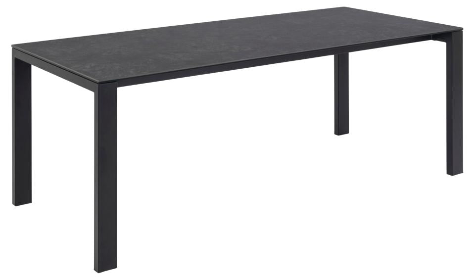 Brentford rectangular dining table, top black Fairbanks rough ceramic, base matt black rough powder coated steel, 200x90x75 cm