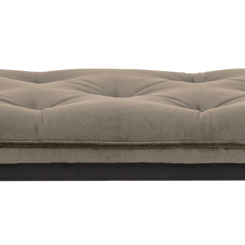 Brooke bench, Vic fabric beige 82AC FR, base matt black rough powder coated steel, with tuftings, 159x38x48 cm