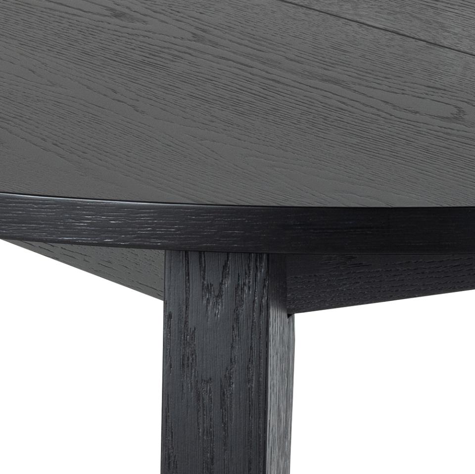 A-Line round dining table, top matt black PU lacquered oak veneer, base matt black NC lacquered oak veneer, Ø120/220x75 cm