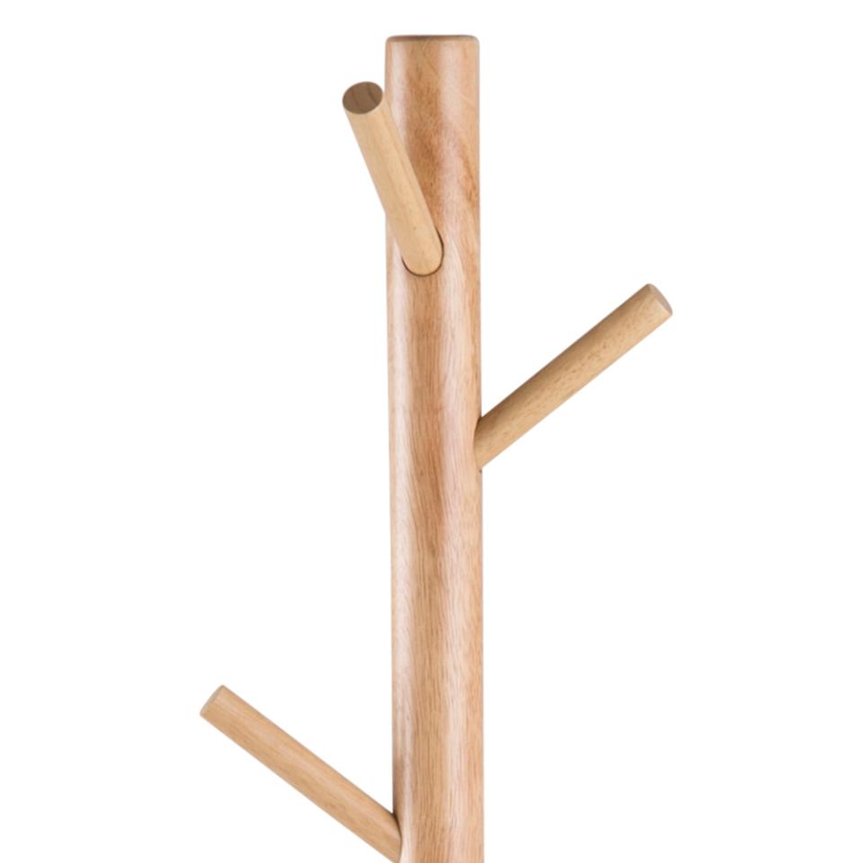 Bremen coat hanger, frame and base NC lacquered rubberwood, with asymmetrical detail, 51x45x176 cm