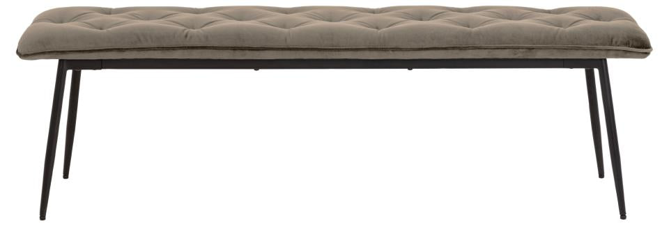 Brooke bench, Vic fabric beige 82AC FR, base matt black rough powder coated steel, with tuftings, 159x38x48 cm