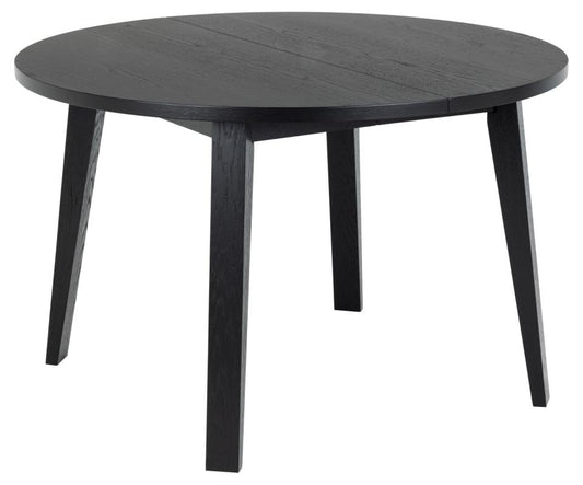 A-Line round dining table, top matt black PU lacquered oak veneer, base matt black NC lacquered oak veneer, Ø120/220x75 cm