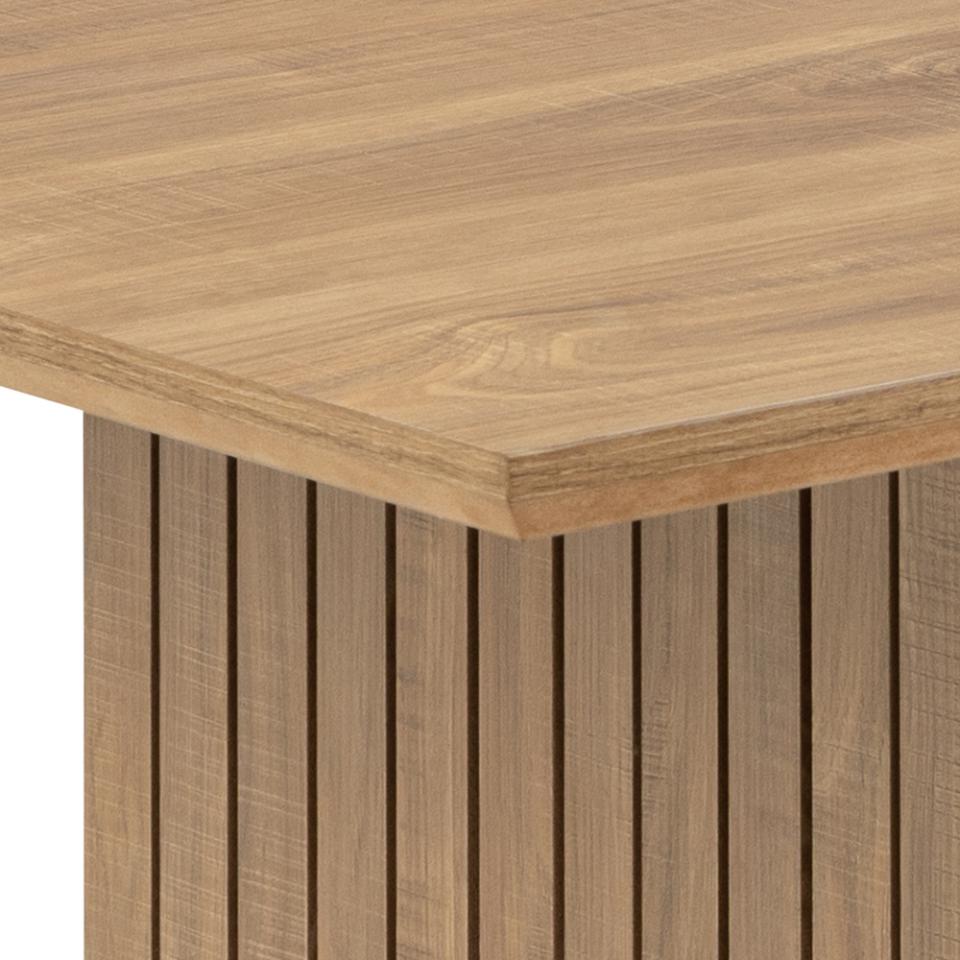 Colima rectangular dining table, top and base matt wild oak rough melamine, with lamella front, 210x100x75 cm