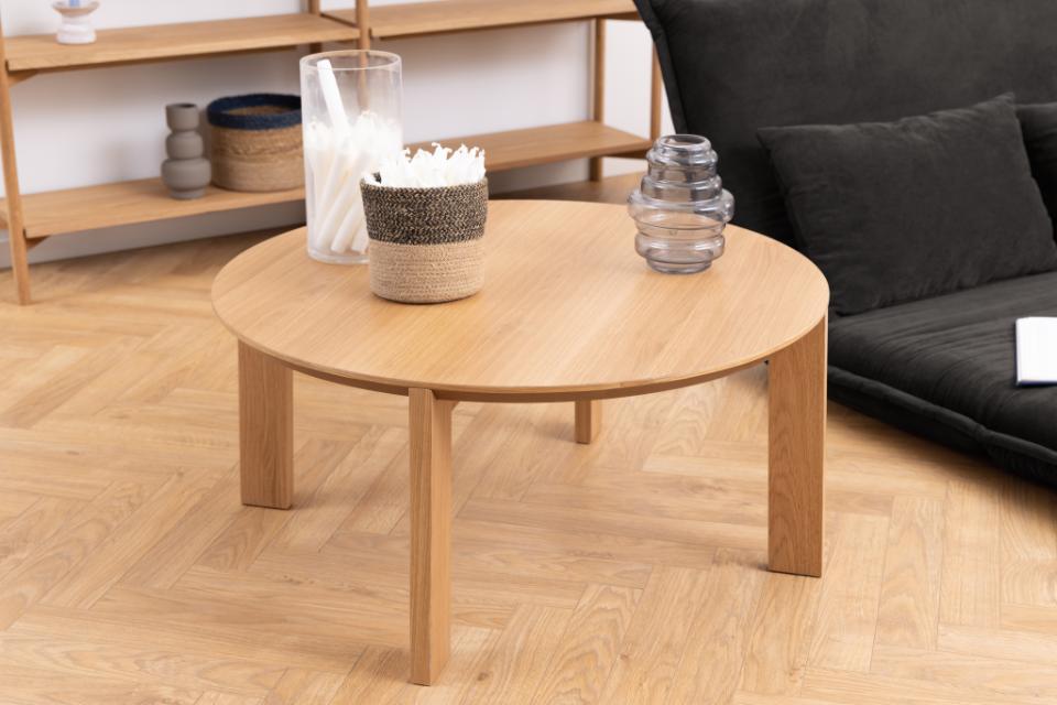 Maxime round coffee table, top matt oak PU lacquered veneer, base matt oak NC lacquered veneer, Ø90x42 cm