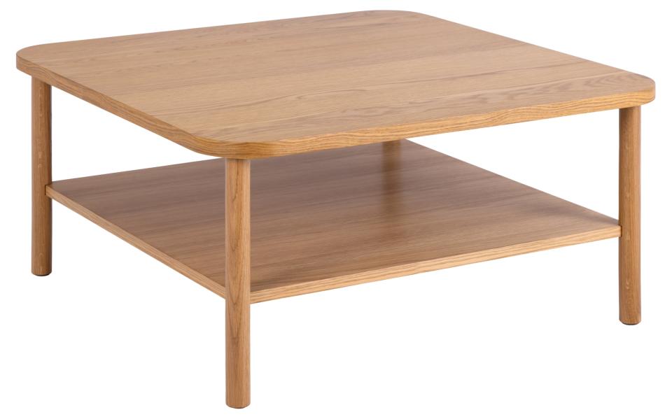 Banbury square coffee table, top and shelf oak PU lacquered veneer, base NC lacquered oak, 90x90x42 cm