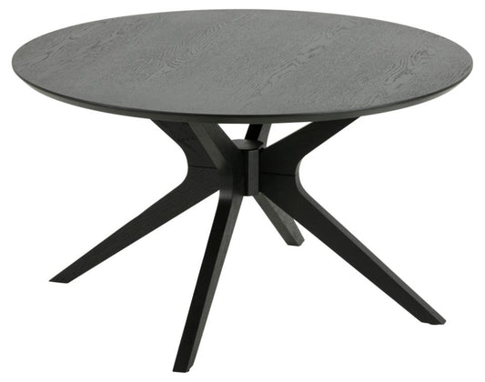 I_Duncan round coffee table, top and cross base matt black PU lacquered oak veneer, Ø80x45 cm