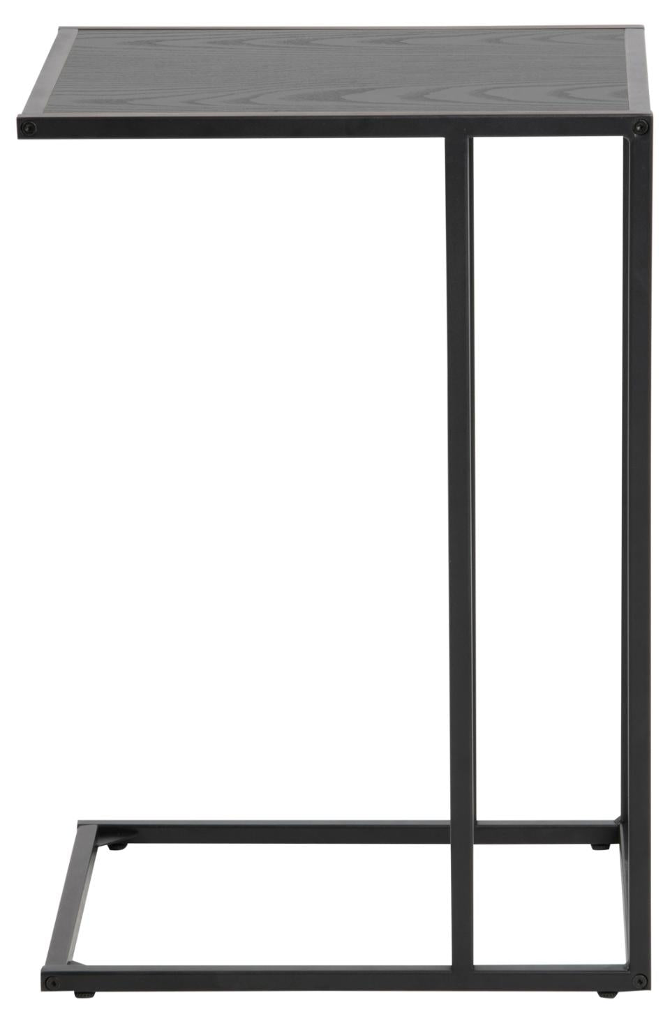 Seaford rectangular side table, top ash black rough melamine, base matt black rough powder coated steel, 43x35x63 cm