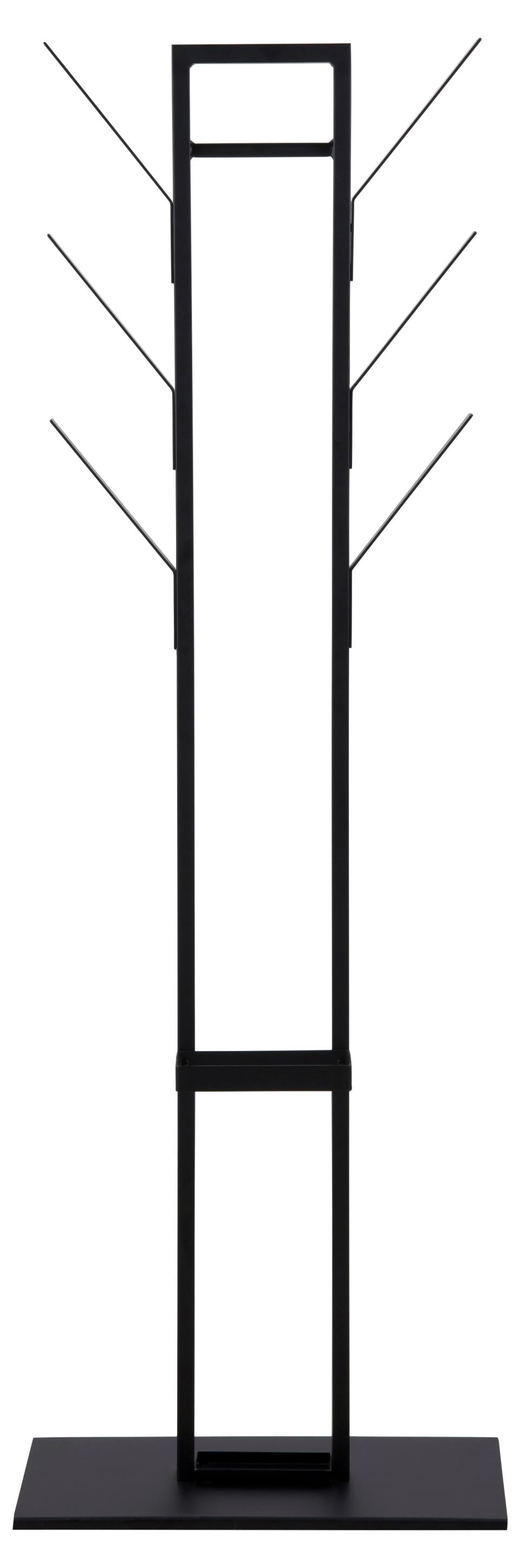 Vinson coat hanger, frame and base matt black powder coated steel, 56x28x165 cm