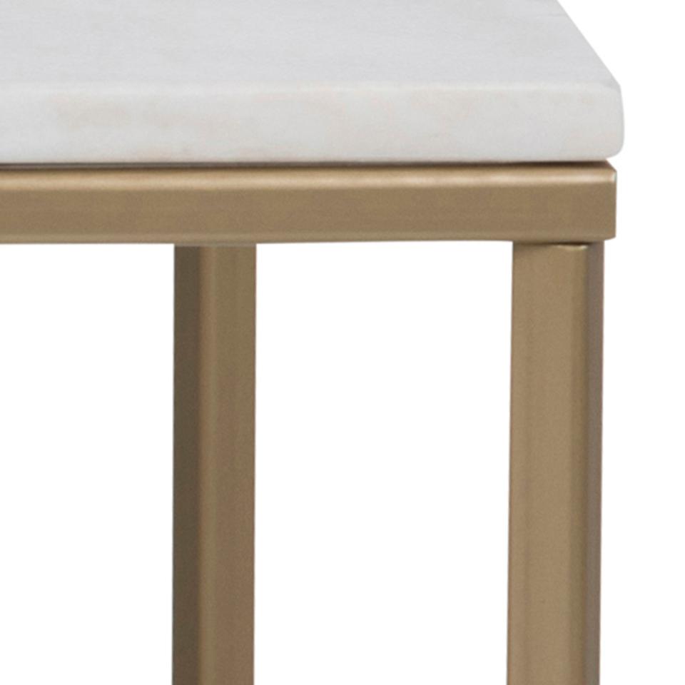 Alisma rectangular coffee table, top white Guangxi polished marble, base brass liquid coated steel, 120x60x46 cm