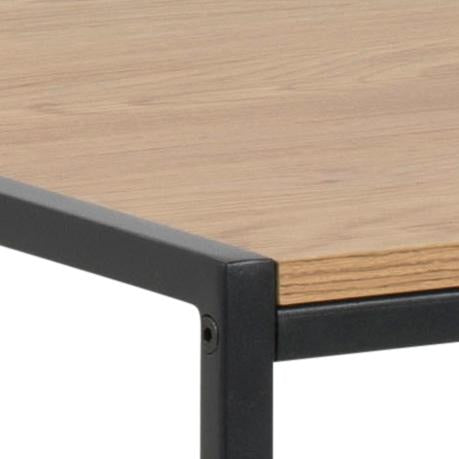 Seaford rectangular office desk, top matt wild oak rough paper, base matt black rough powder coated steel, 100x45x75 cm