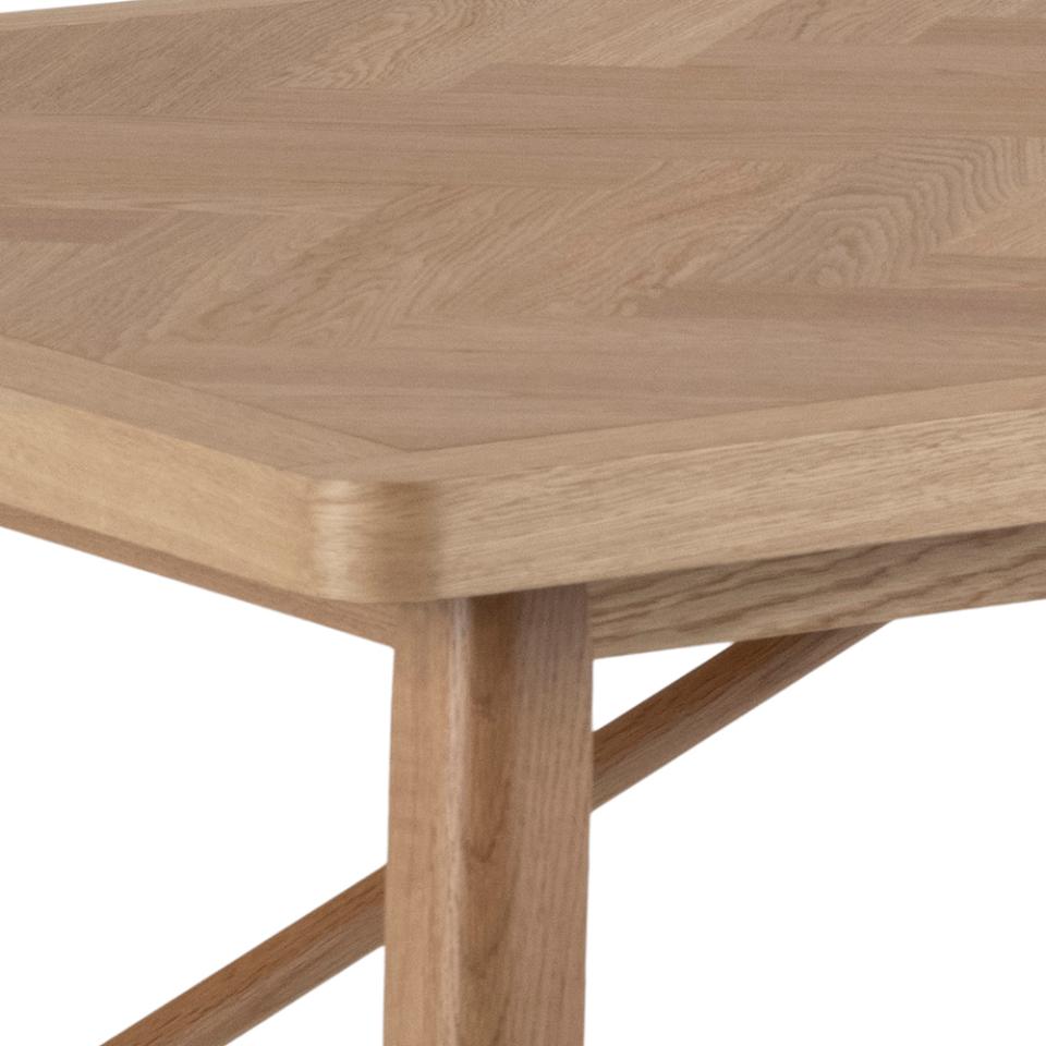 Galway rectangular dining table, top matt oak PU lacquered veneer, base matt oak NC lacquered, with herringbone, 200x100x75 cm