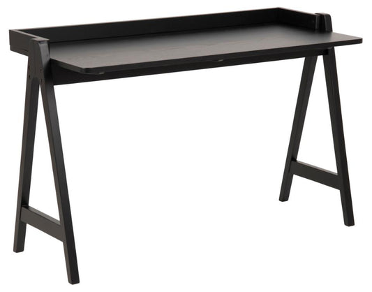 Miso rectangular office desk, top matt black AC lacquered oak veneer, base matt black AC lacquered rubberwood, 126,6x51,6x80 cm