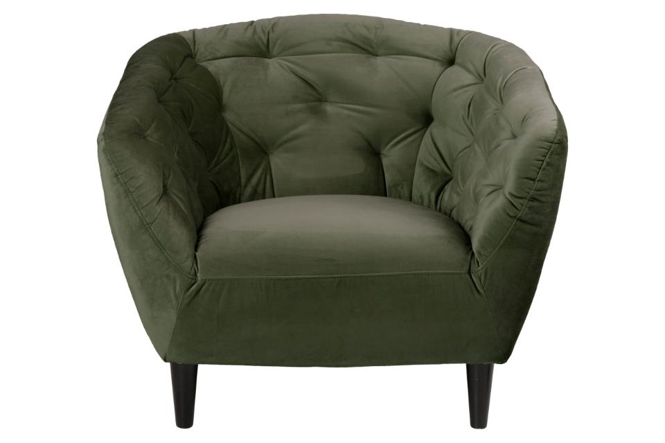 Ria 1-seater, Vic fabric forest green 68AC, base black NC lacquered rubberwood, with pocket springs and tuftings, 97x84x78 cm