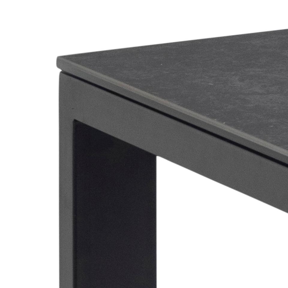 Brentford rectangular dining table, top black Fairbanks rough ceramic, base matt black rough powder coated steel, 200x90x75 cm