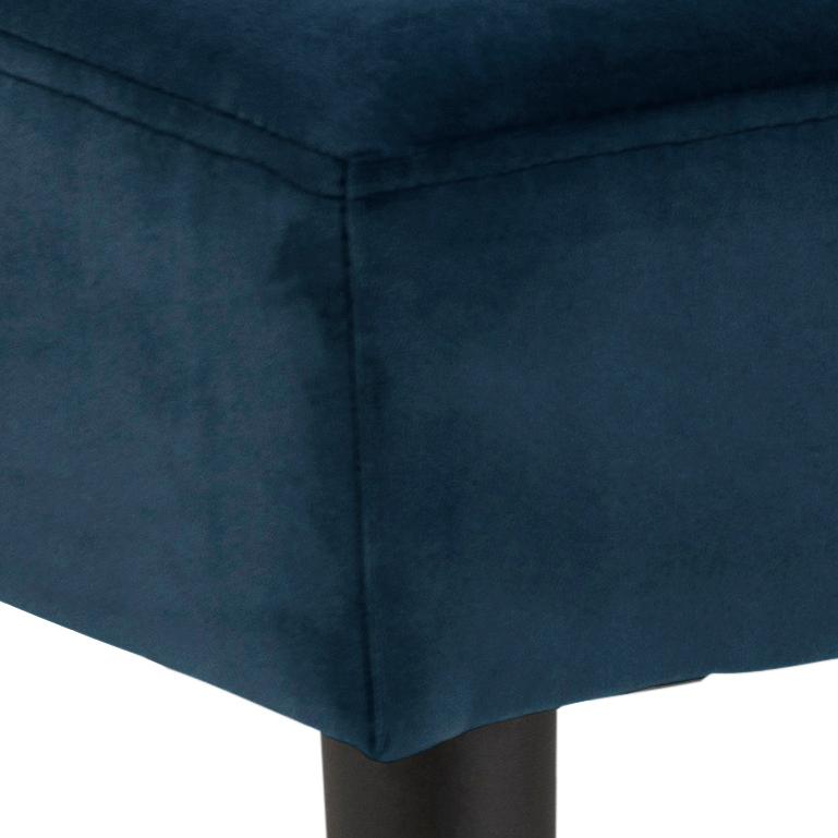 Glory bench, Vic fabric navy blue 66, base matt black rough powder coated steel, with tuftings, 95x38x45 cm