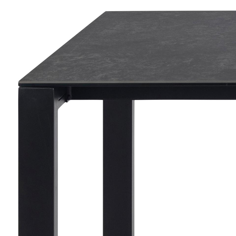 Brentford rectangular dining table, top black Fairbanks rough ceramic, base matt black rough powder coated steel, 200x90x75 cm