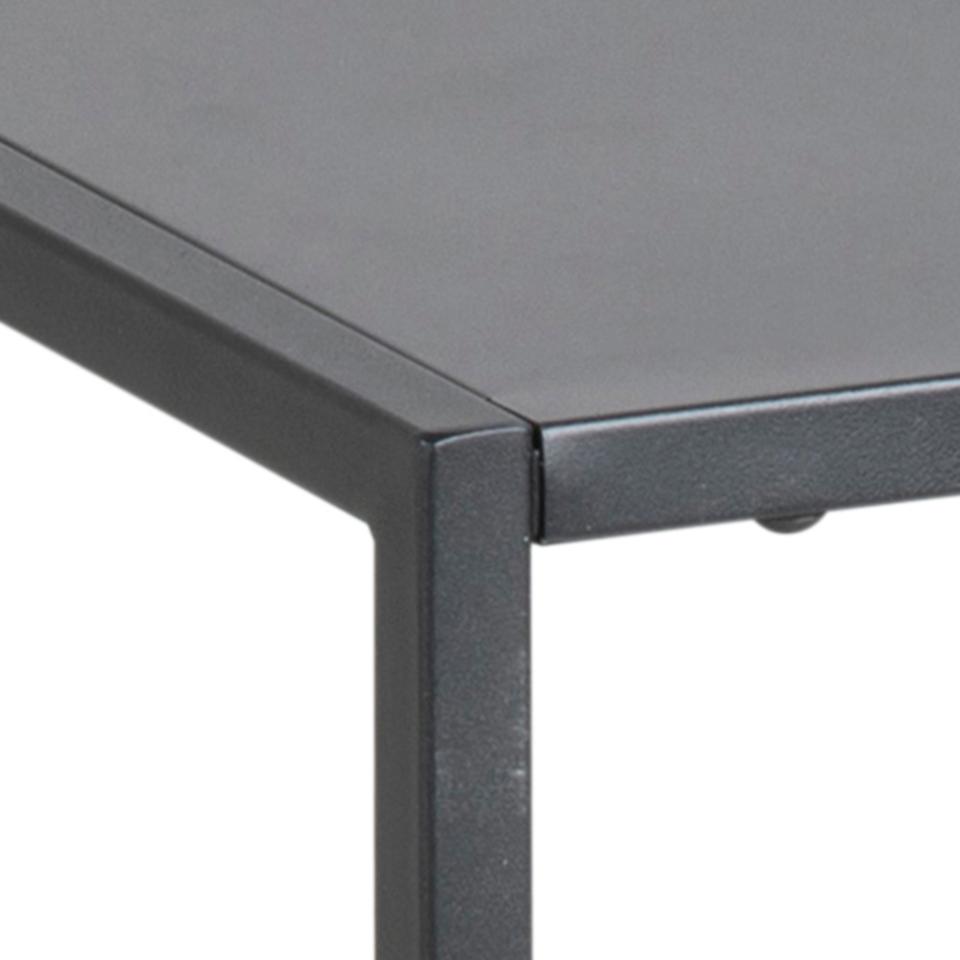 Newton rectangular bedside table, top, shelf and base matt black rough powder coated steel, 45x40x50,5 cm