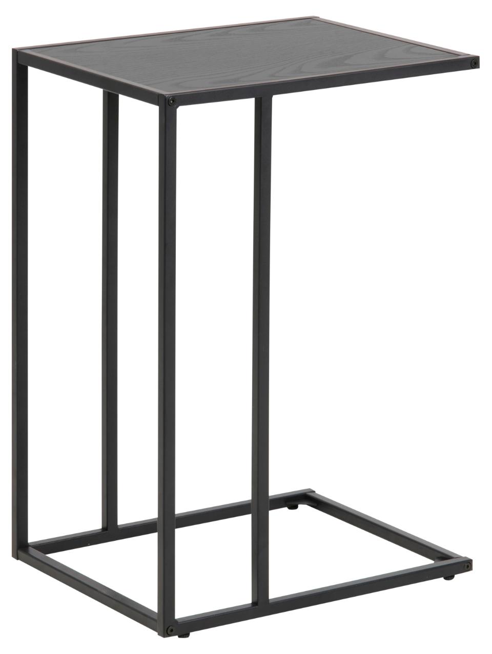 Seaford rectangular side table, top ash black rough melamine, base matt black rough powder coated steel, 43x35x63 cm